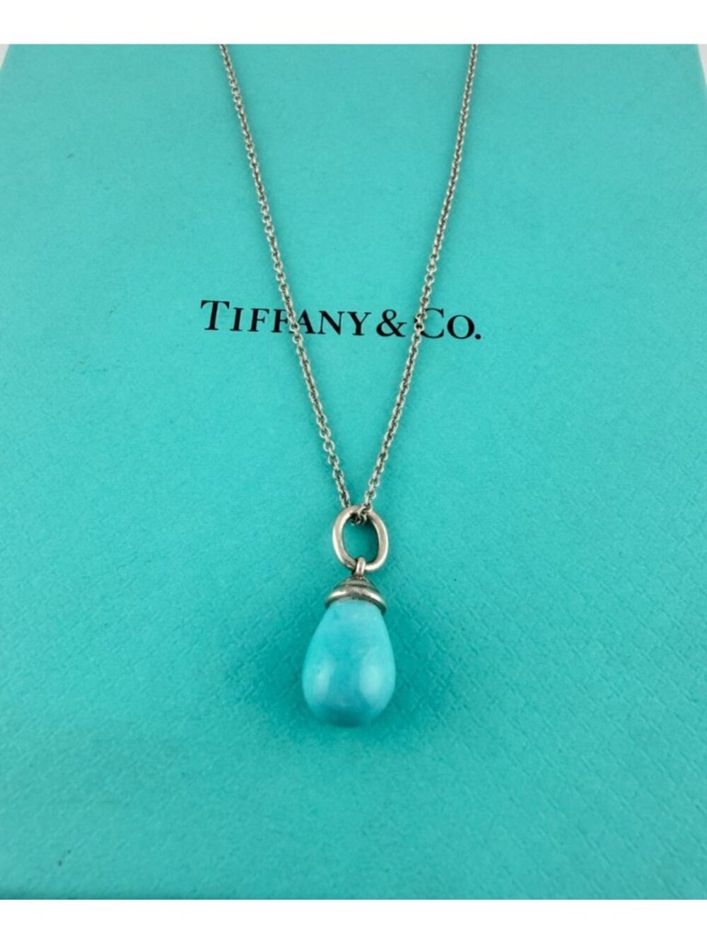 RARE Tiffany & Co. Paloma Picasso Turquoise Teardrop Sterling Silver Necklace 16